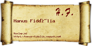 Hanus Fidélia névjegykártya